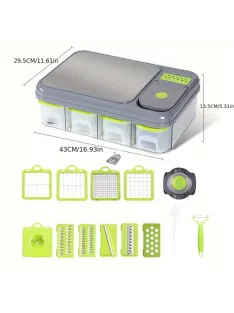   Multifunkciós, többrekeszes zöldség és gyümölcs szeletelő, reszelő