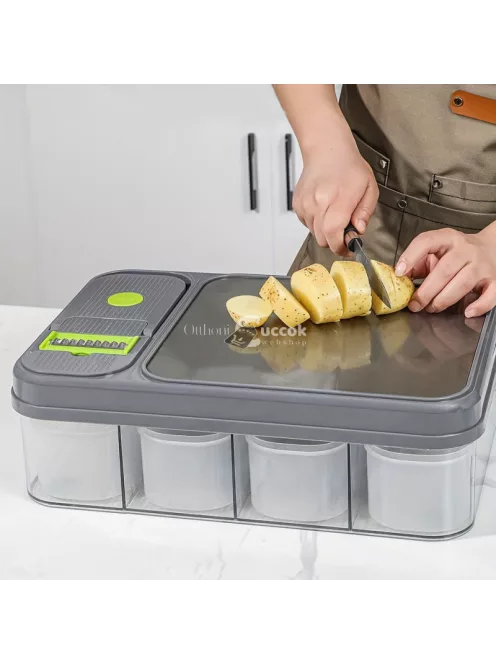 Multifunkciós, többrekeszes zöldség és gyümölcs szeletelő, reszelő