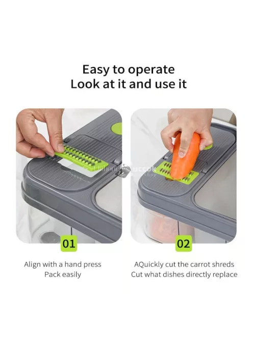 Multifunkciós, többrekeszes zöldség és gyümölcs szeletelő, reszelő