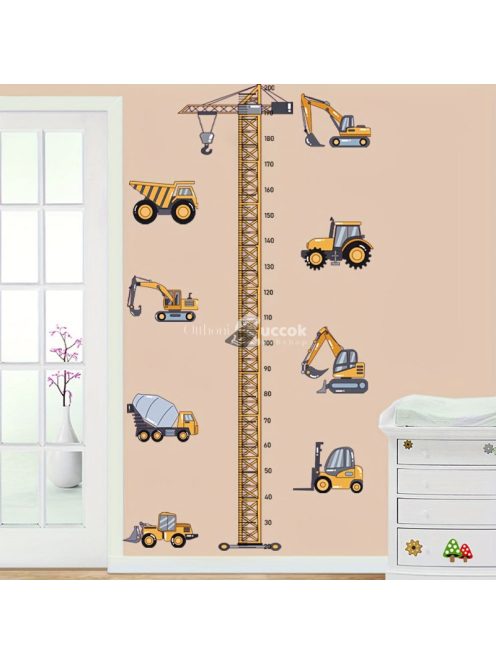 Magasságmérő falmatrica munkagépes dizájnnal