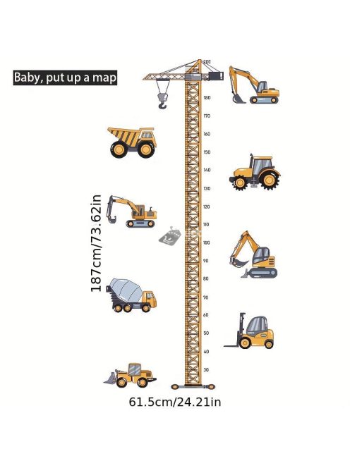 Magasságmérő falmatrica munkagépes dizájnnal