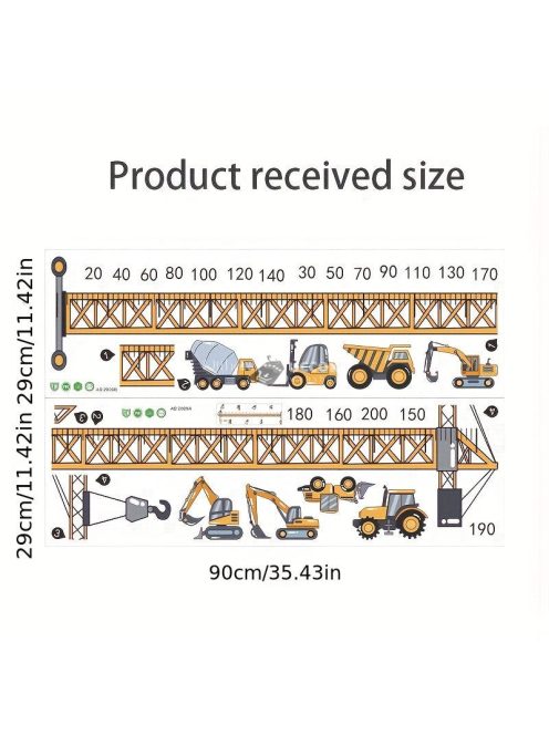 Magasságmérő falmatrica munkagépes dizájnnal