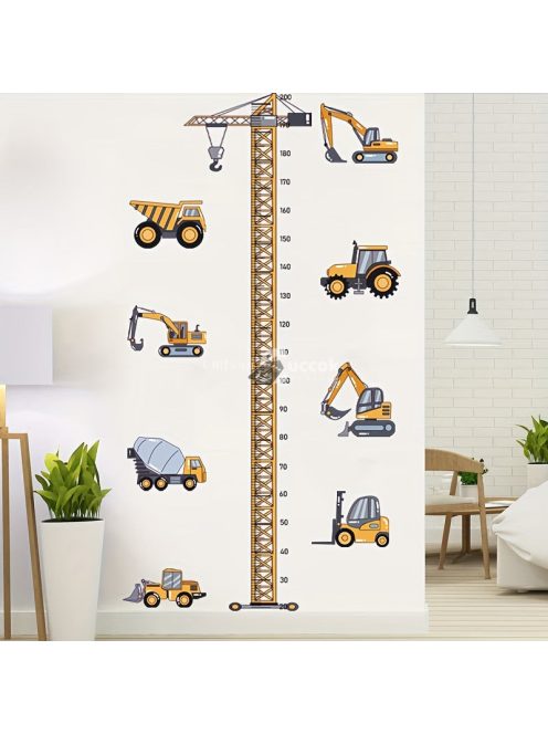 Magasságmérő falmatrica munkagépes dizájnnal