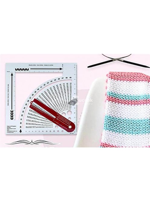 Kötésminta kalkulátor és kötőtű mérce