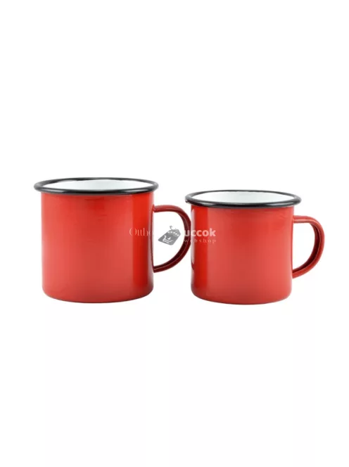 Zománcozott bögre 9 cm 450 ml piros-fehér