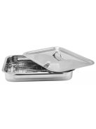 Rozsdamentes tepsi + grillrács +fedő 37*28cm