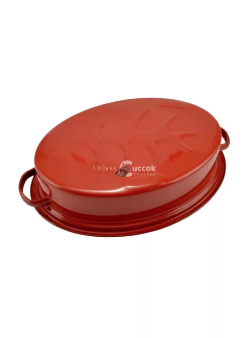 Zománcozott kacsasütő 37*26cm Piros-Fehér
