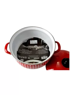 Piros Pöttyös Zománcozott lábas 22cm+fedő