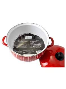 Piros Pöttyös Zománcozott lábas 24cm+fedő