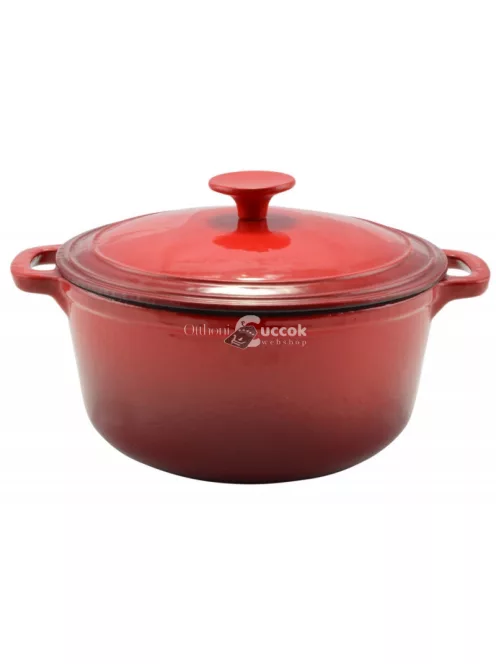Zománcozott öntöttvas lábas 22cm, 3,2l piros
