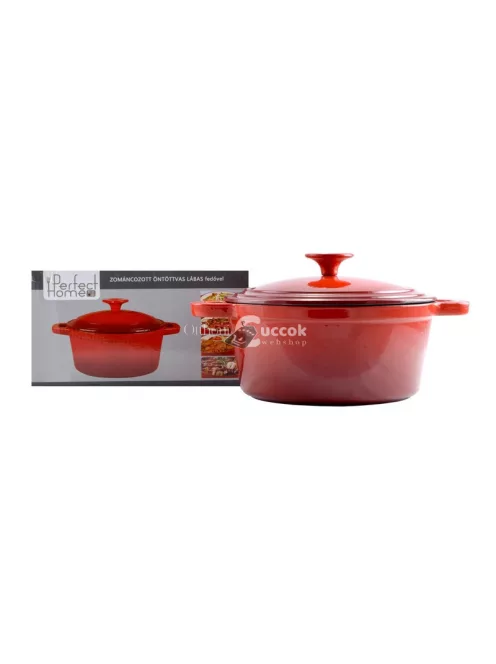 Zománcozott öntöttvas lábas 22cm, 3,2l piros