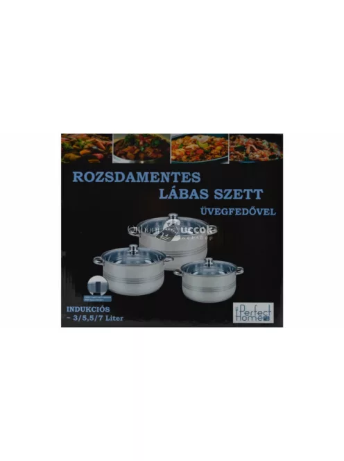 Rozsdamentes edénykészlet / lábas szett üvegfedővel
