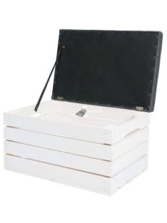 Fa ülőke puff tároló láda -előszobai ülőke fehér