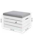 Fa ülőke puff tároló láda -előszobai ülőke fehér