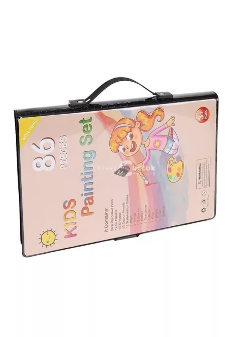 Művész készlet, fekete tárolóban, 86 darabos