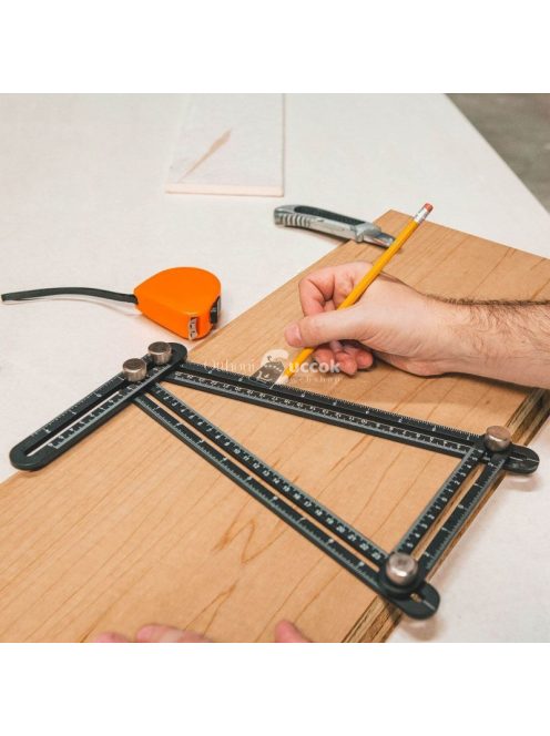 Handy Fém négyoldalú vonalzó, szögmásoló - 31 x 18 cm