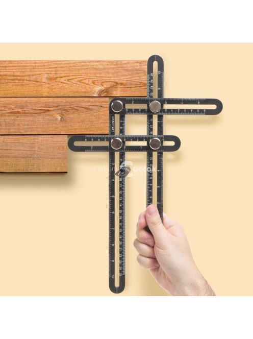 Handy Fém négyoldalú vonalzó, szögmásoló - 31 x 18 cm