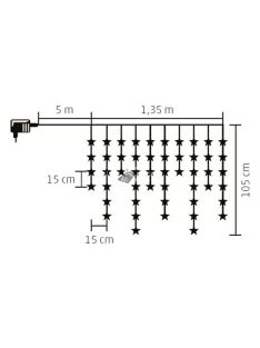 LED fényfüggöny csillag dekorációval