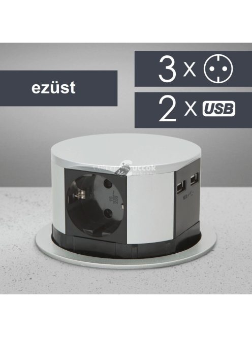 Rejtett elosztó 3-as dugasszal és 2 USB dugasszal