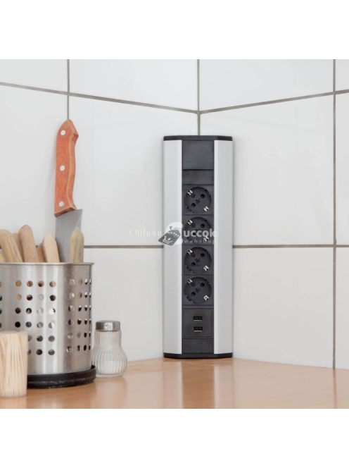 Sarokelosztó (4 aljzatos és 2 USB-portos)