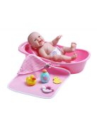Berenguer Újszülött játékbaba fürdőköpenyben káddal - 33 cm - rózsaszín