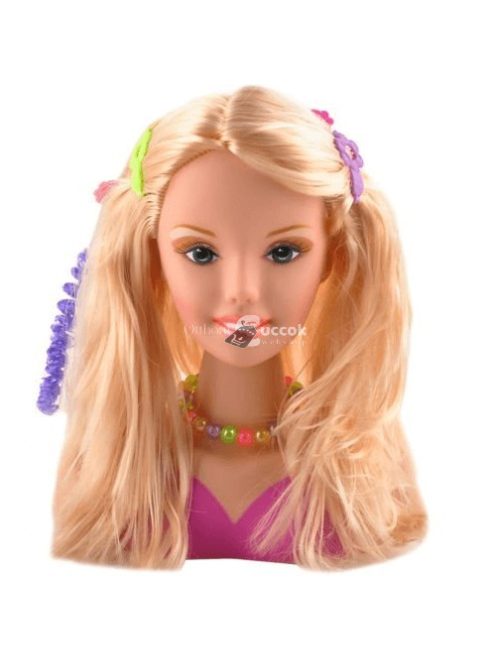 Fodrász babafej + kozmetikai kellék