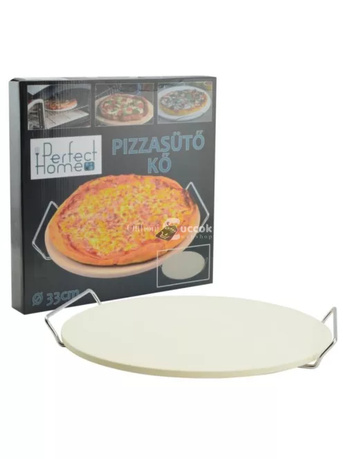 Pizzasütő kő lap, állvánnyal - 33 cm (Perfect Home)