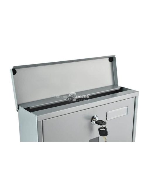 Acél postaláda plexi betekintővel és újságtartóval 