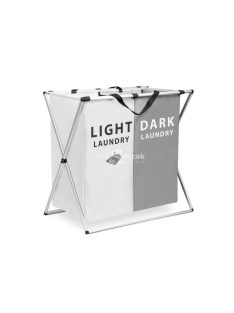   Szennyestartó kosár összecsukható fém vázzal sötét-világos ruháknak (57,5 x 36,5 x 58 cm)