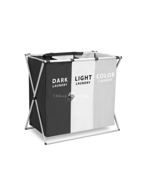 Szennyestartó kosár összecsukható fém vázzal világos-sötét-színes ruháknak (65 x 37 x 58 cm)