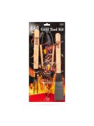 Grill eszköz szett, 3 db-os, fa nyéllel