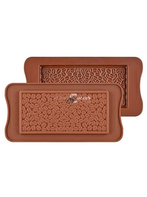 Szilikon táblás csokoládé forma, kávészemes