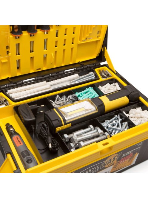 Fiókos, műanyag szerszámosláda - 380 x 220 x 270 mm