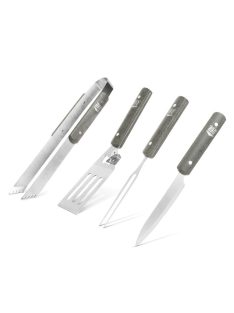 Grillező eszköz szett fa nyéllel, táskában (4 darabos)