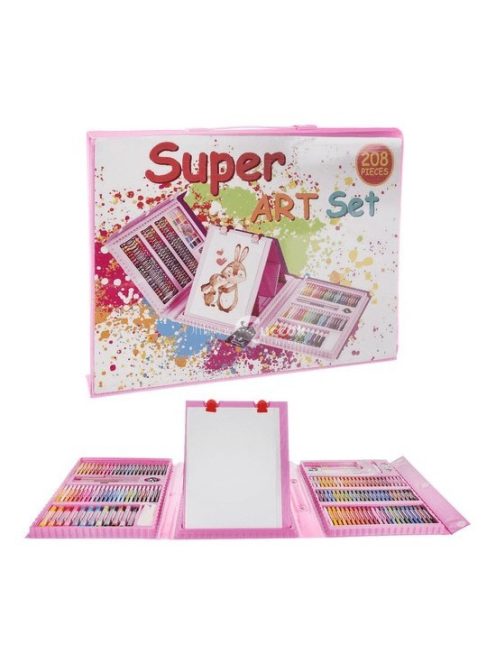 Művész készlet rózsaszín táskában, 208 db-os