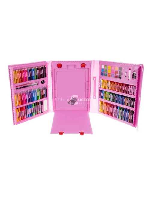 Művész készlet rózsaszín táskában, 208 db-os
