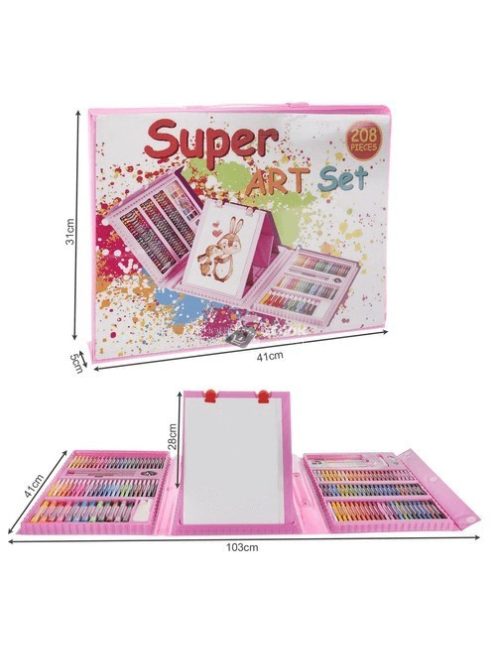 Művész készlet rózsaszín táskában, 208 db-os