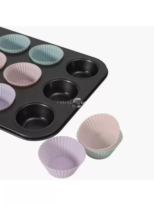 Muffin sütőtálca, sütőlap + 12 db szilikon forma