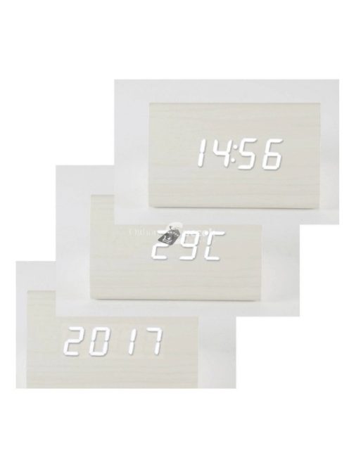 Home by Somogyi Digitális LED ébresztőóra, fehér, hőmérséklet kijelzéssel