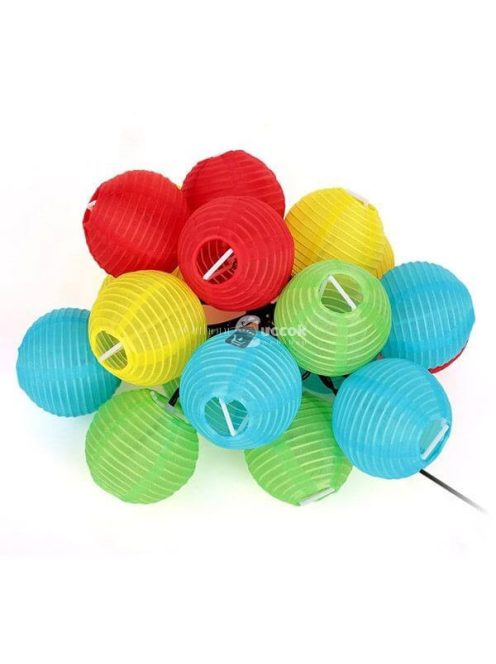 Színes, szolár lampionfüzér (10 darabos)