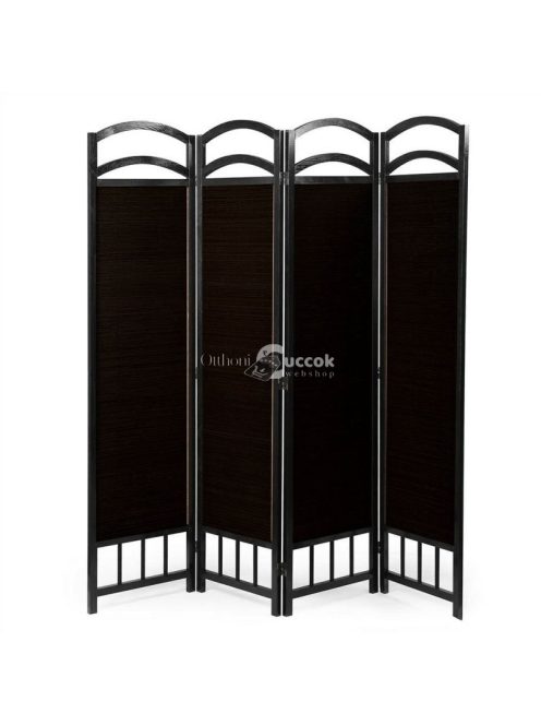 4 paneles térelválasztó paraván, sötétbarna színben