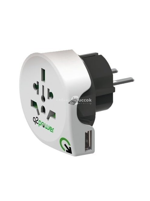 Q2 power utazóadapter, World to Europe USB