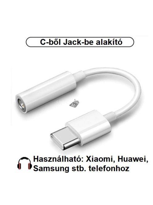 Telefon Type-C-ből Jack 3.5 mm-be való átalakító - - Fehér