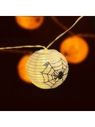 Halloween-i pókos, fehér lampion fényfüzér (7,5 × 165 cm)