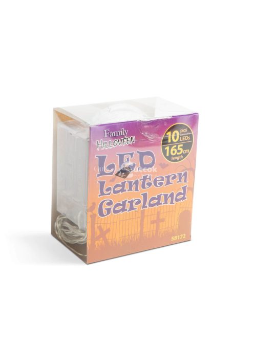 Halloween-i pókos, fehér lampion fényfüzér (7,5 × 165 cm)