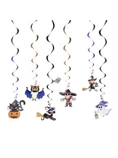   Halloween-i dekoráció szett - 6 féle motívum - csillogó spirál akasztóval