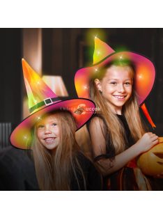 Halloween-i LED-es, színes boszorkány kalap - 38 cm