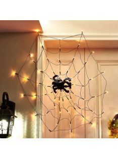   Pókháló fényfüggöny pókkal - melegfehér 60 db LED - USB-s