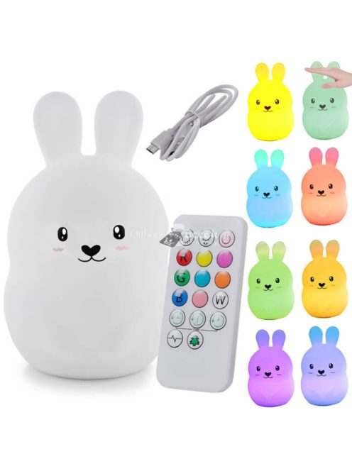 Nyuszi formájú érintős újratölthető szilikon LED lámpa