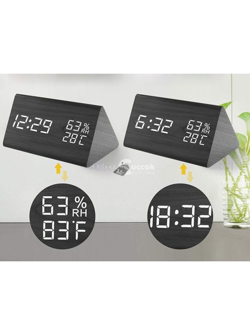 Digitális ébresztőóra pára és hőmérséklet jelzővel